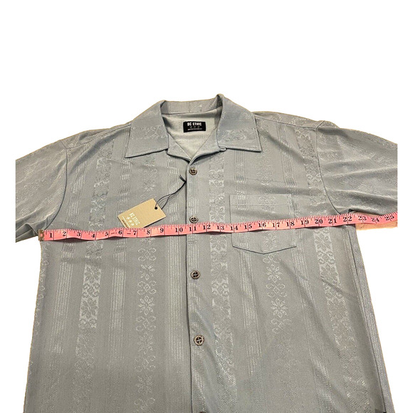 BC ETHIC Lounge Short Sleeve Shirt Mens SZ L NEW Shimmery Blue Button Up - Picture 3 of 11